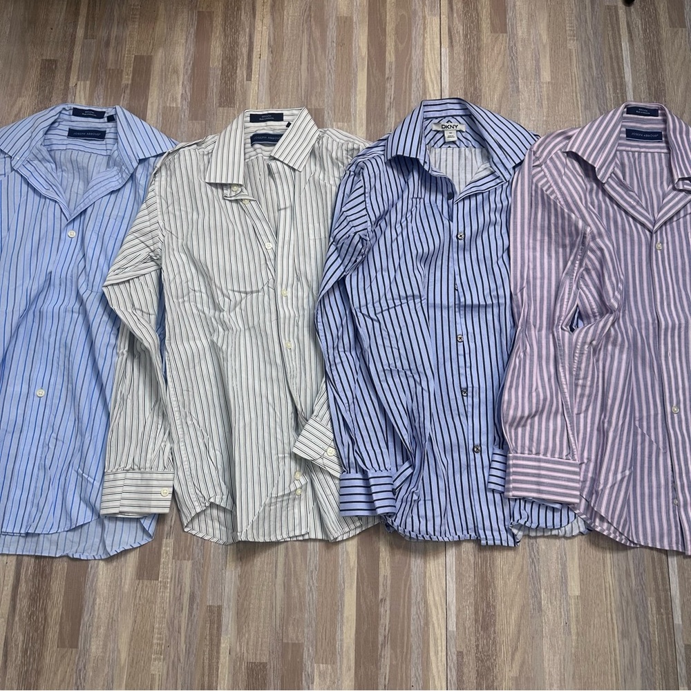 Boys Striped Dress Shirt Bundle, -Blue, White, Navy, and Pink, Youth Size 14